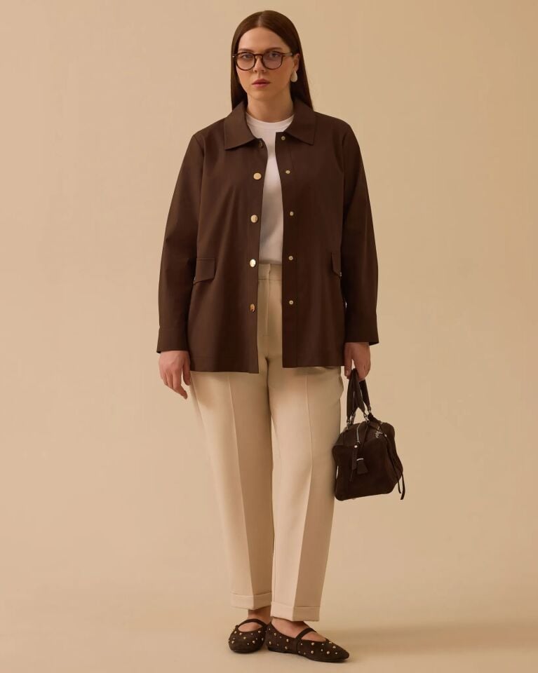 4001 BÜYÜK BEDEN GÖMLEK YAKA KANVAS CEKET #26#