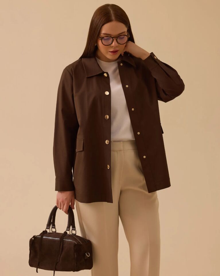 4001 BÜYÜK BEDEN GÖMLEK YAKA KANVAS CEKET #26#