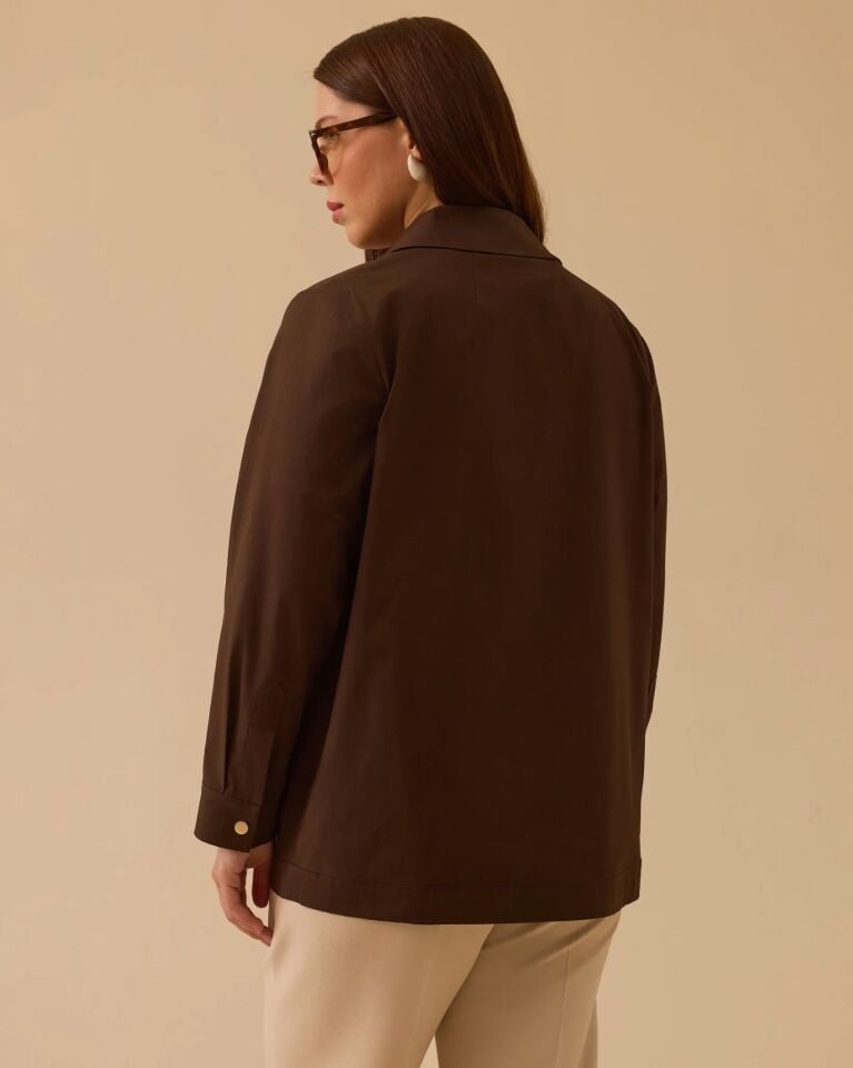 4001 BÜYÜK BEDEN GÖMLEK YAKA KANVAS CEKET #26#