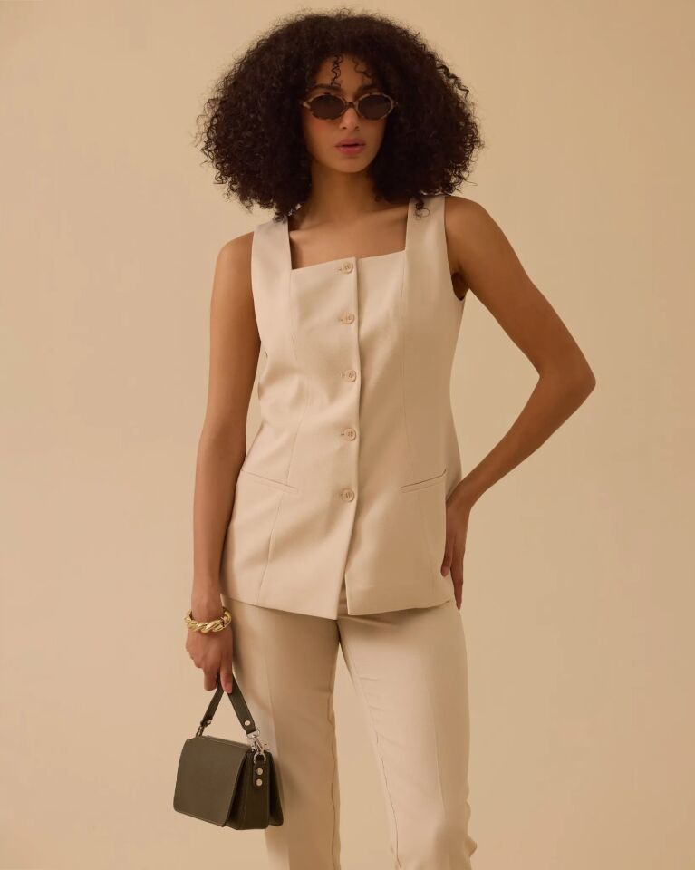 10006 KARE YAKA DÜĞMELİ YELEK #26#