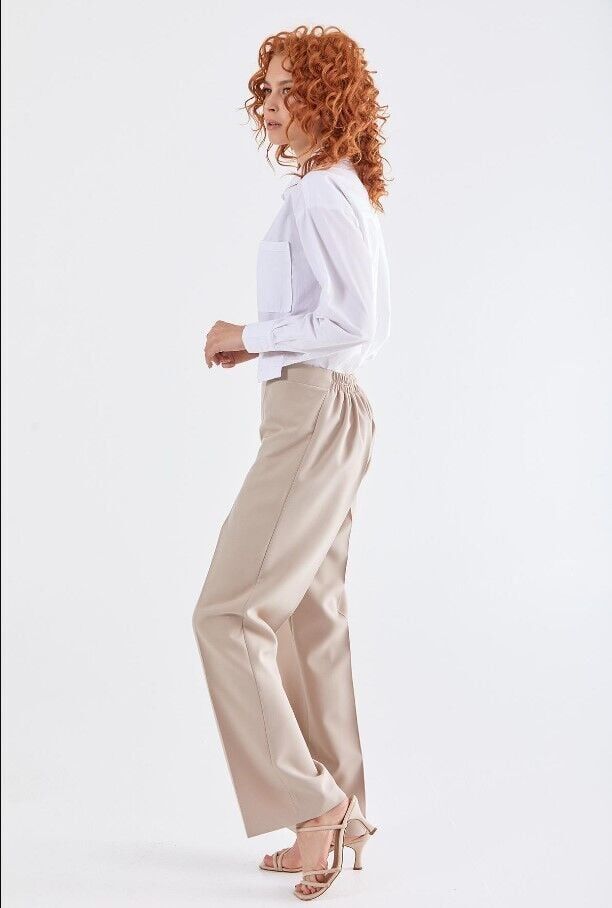 59060 BELİ  LASTİKLİ BOL PAÇA PANTOLON QYS PANTOLON 59060 #23-06# 44 - SİYAH