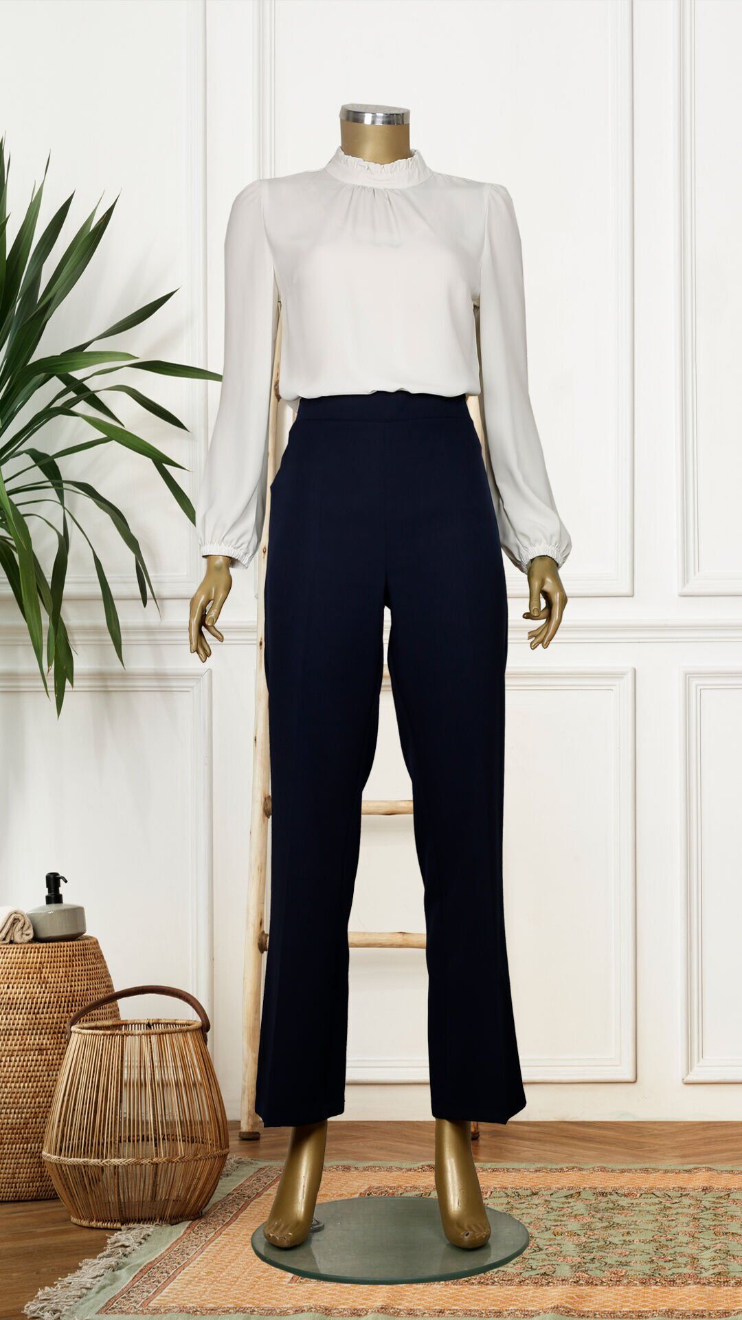 59060 BELİ  LASTİKLİ BOL PAÇA PANTOLON QYS PANTOLON 59060 #23-06# 44 - SİYAH