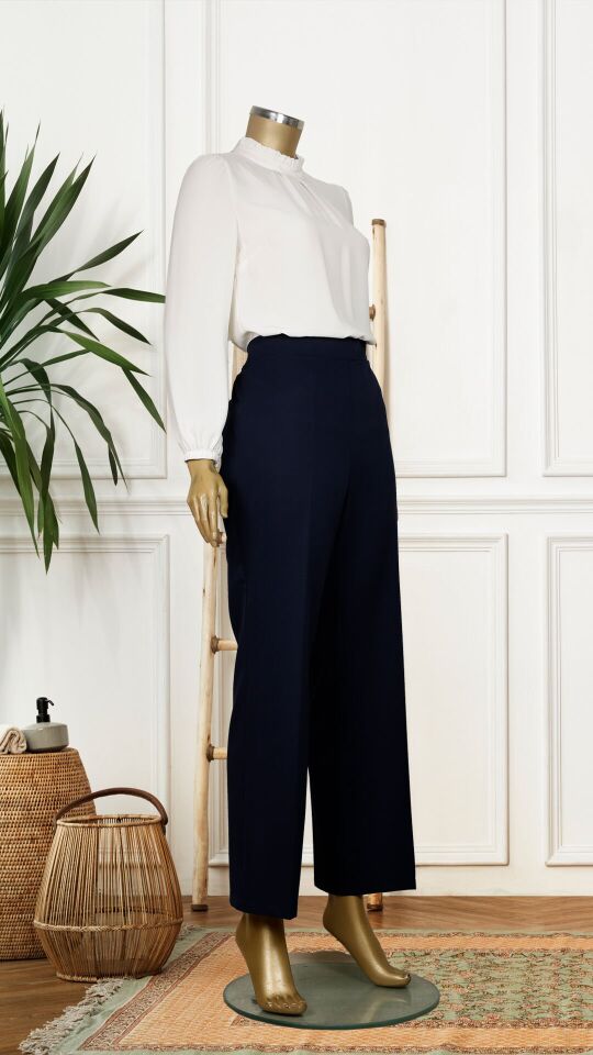 59060 BELİ  LASTİKLİ BOL PAÇA PANTOLON QYS PANTOLON 59060 #23-06# 44 - SİYAH