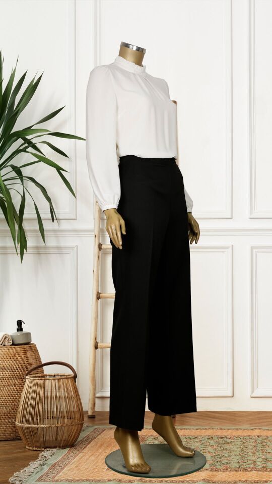 59060 BELİ  LASTİKLİ BOL PAÇA PANTOLON QYS PANTOLON 59060 #23-06# 44 - SİYAH