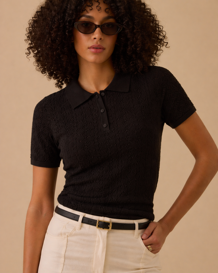 10007 ÖNDEN DÜĞMELİ POLO YAKA TRİKO BLUZ #2026#