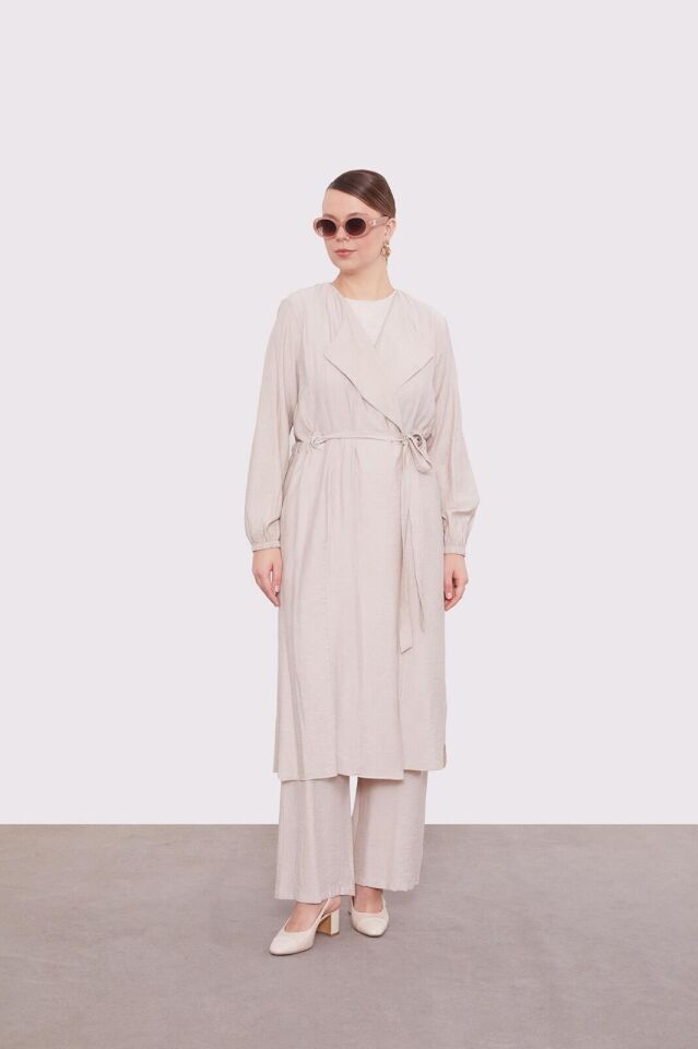 100537 KOL UCU LASTİKLİ BELİ BÜZGÜLÜ UZUN İKİLİ TAKIM #02-25#