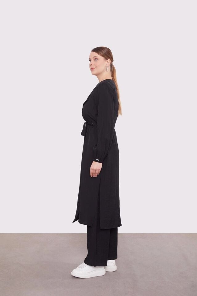 100537 KOL UCU LASTİKLİ BELİ BÜZGÜLÜ UZUN İKİLİ TAKIM #02-25#