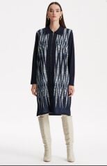 21238 ÖNÜ DANTEL DETAYLI POLO YAKA RAYON HIRKA QKS HIRKA 21238 #23-103