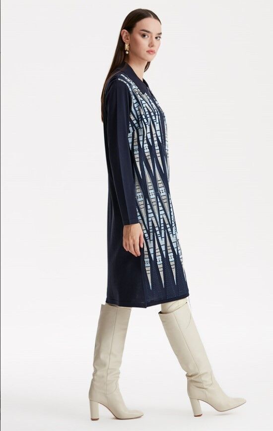 21238 ÖNÜ DANTEL DETAYLI POLO YAKA RAYON HIRKA QKS HIRKA 21238 #23-103