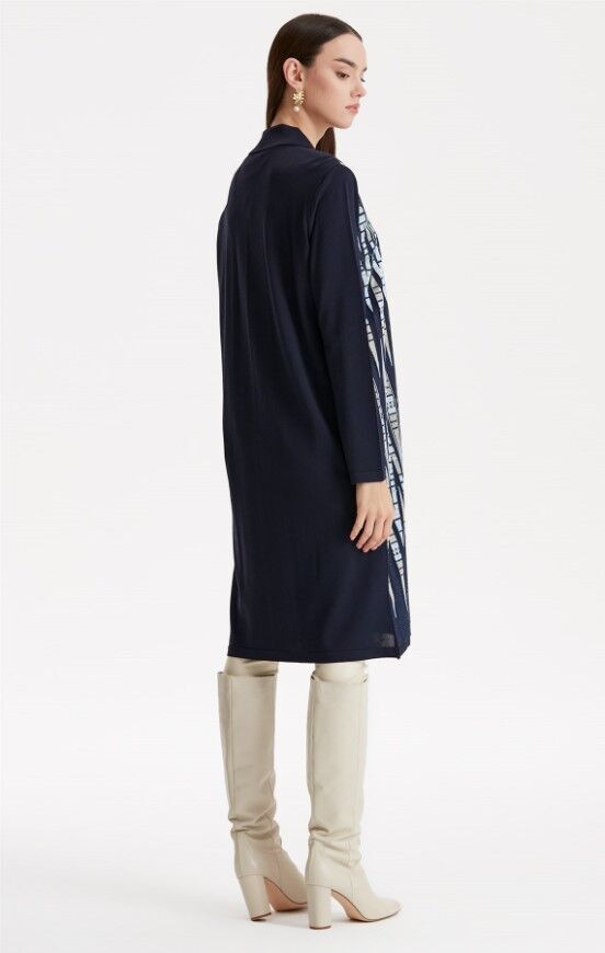 21238 ÖNÜ DANTEL DETAYLI POLO YAKA RAYON HIRKA QKS HIRKA 21238 #23-103