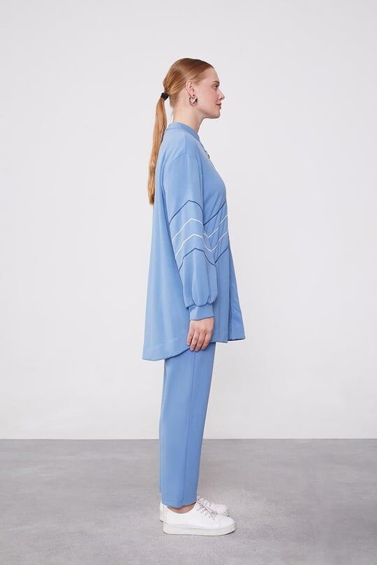 140250 ÖNÜ NAKIŞ DETAYLI FERMUARLI KOL UCU MANŞETLİ İKİLİ SPOR TAKIM #01-25#