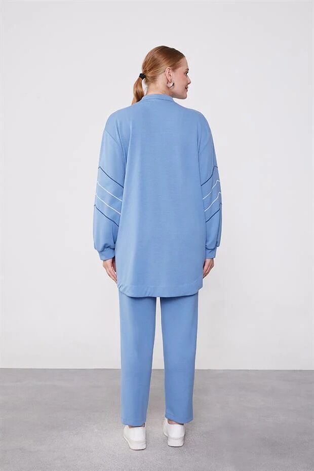 140250 ÖNÜ NAKIŞ DETAYLI FERMUARLI KOL UCU MANŞETLİ İKİLİ SPOR TAKIM #01-25#