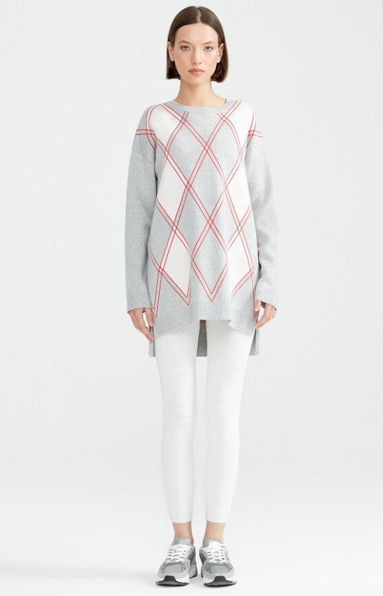 21116 ÇİFT ÇİZGİ BAKLAVA DESENLİ TRİKO TUNİK QKS TUNİK 21116 #23-10#