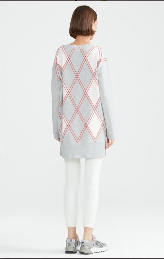 21116 ÇİFT ÇİZGİ BAKLAVA DESENLİ TRİKO TUNİK QKS TUNİK 21116 #23-10#