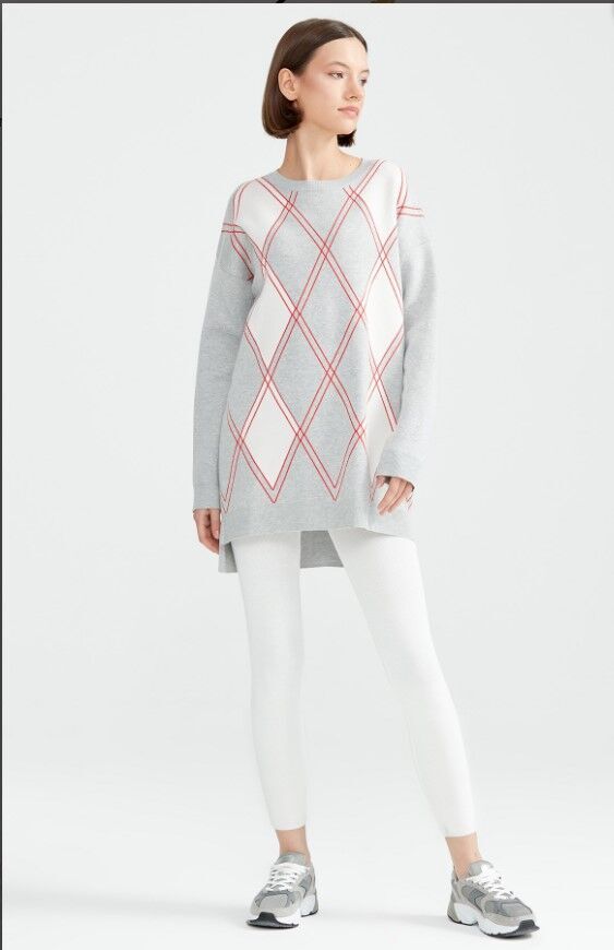 21116 ÇİFT ÇİZGİ BAKLAVA DESENLİ TRİKO TUNİK QKS TUNİK 21116 #23-10#