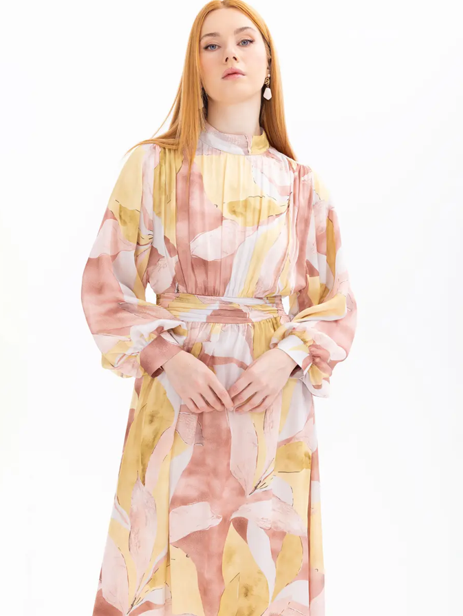 1003 ELBİSE ARKADAN FERMUARLI SATEN ŞIK ELBİSE 10002411311003 QYS #24-05#