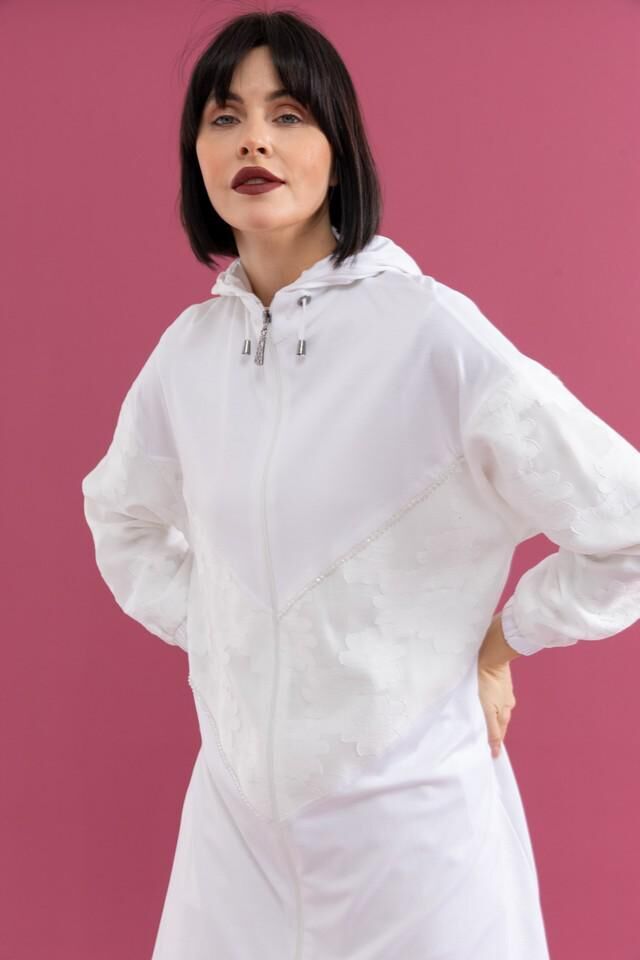 25109 ÖNÜ FERMUARLI KAPİŞONLU ÖNÜ ÇİÇEK DETAYLI ÖNÜ TAŞLI PANTOLONUN BELİ LASTİKLİ İKİLİ SPOR TAKIM #02-25#