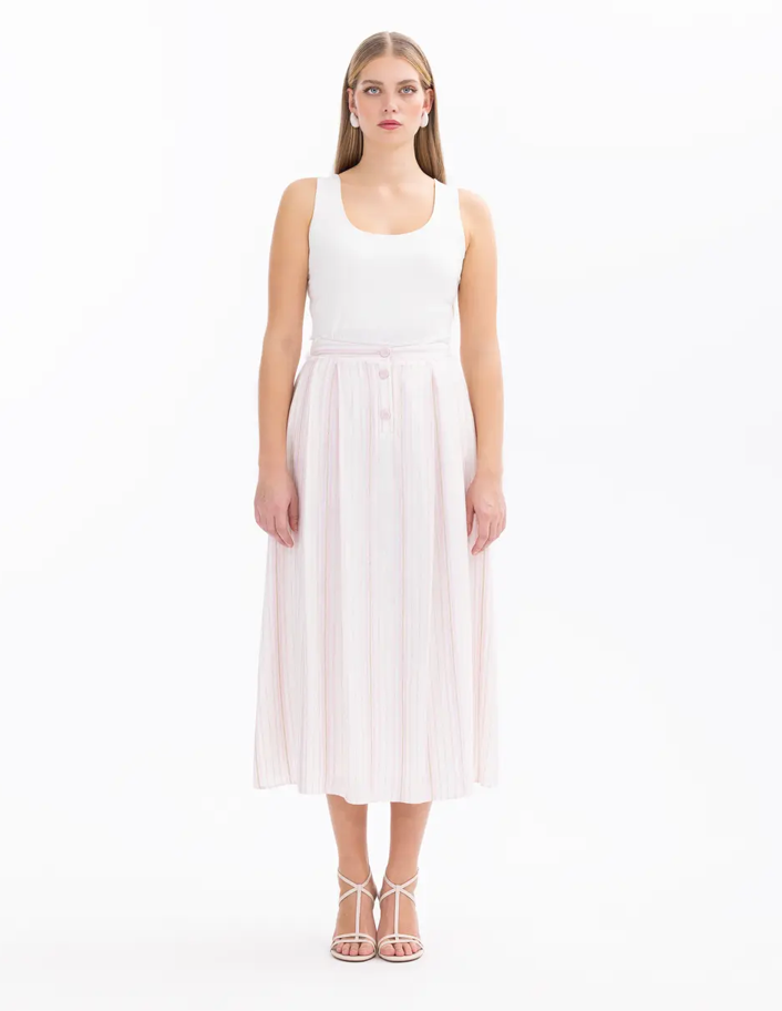 1006 DÜĞMELİ MANŞETLİ SACAKLI GÜNLÜK ETEK QYS GÜNLÜK ETEK 10002411611006 #24*-07#