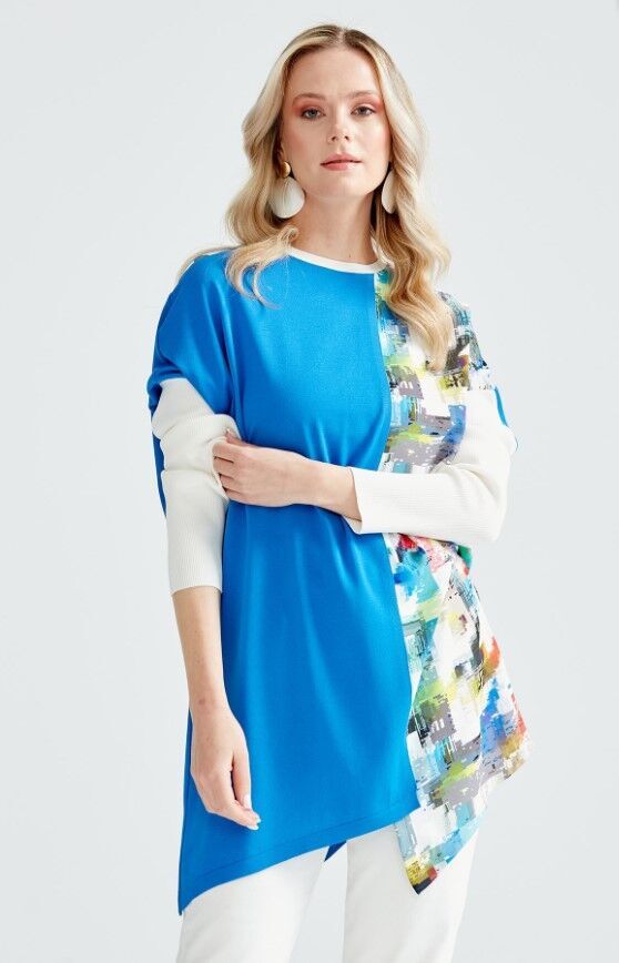 21210 BASKI DETAYLI ASİMETRİK RAYON TUNİK QKS TUNİKK 21210 #23-10#