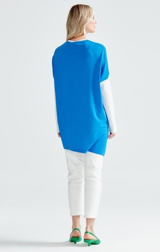 21210 BASKI DETAYLI ASİMETRİK RAYON TUNİK QKS TUNİKK 21210 #23-10#