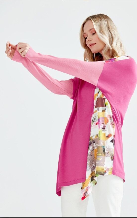 21210 BASKI DETAYLI ASİMETRİK RAYON TUNİK QKS TUNİKK 21210 #23-10#