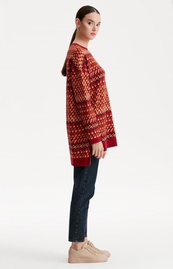 21242 ETNİK DESENLİ JAKARLI TRİKO TUNİK QKS TUNİK 2142 #23-10#