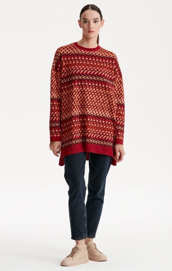 21242 ETNİK DESENLİ JAKARLI TRİKO TUNİK QKS TUNİK 2142 #23-10#