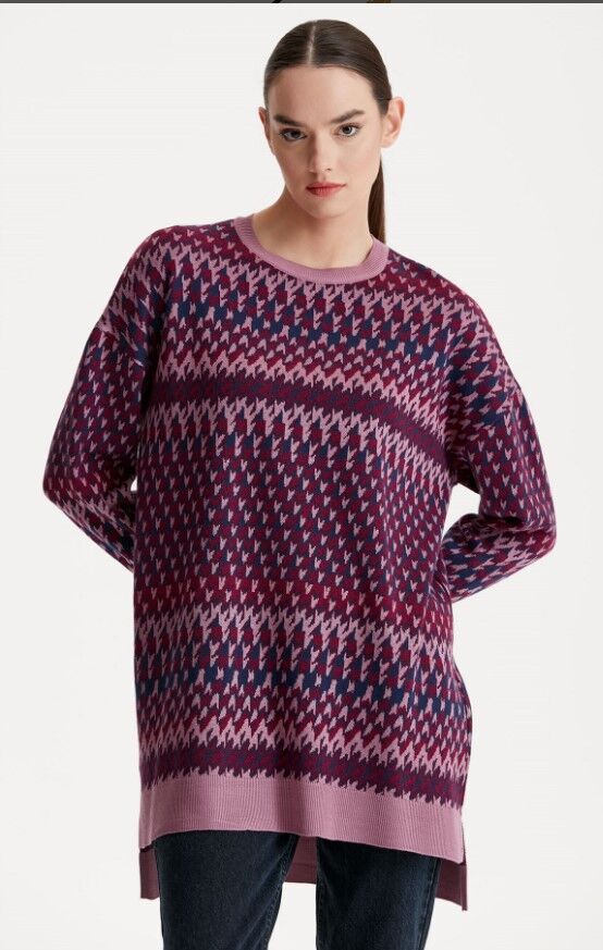 21242 ETNİK DESENLİ JAKARLI TRİKO TUNİK QKS TUNİK 2142 #23-10#