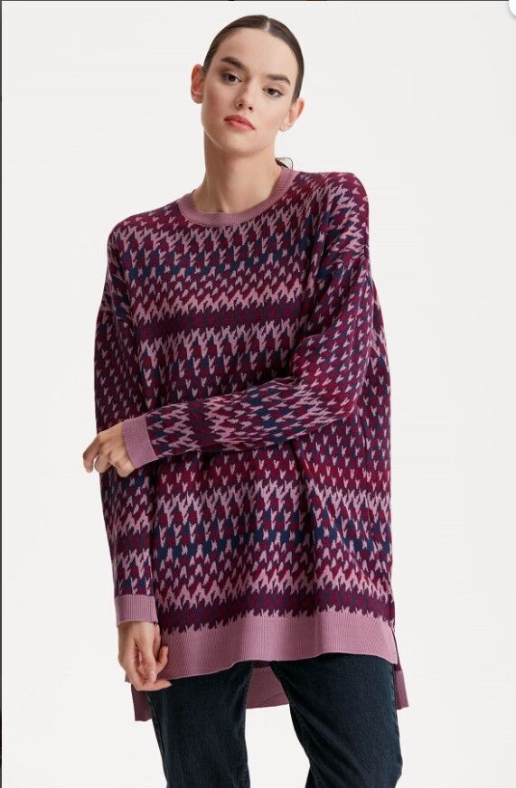 21242 ETNİK DESENLİ JAKARLI TRİKO TUNİK QKS TUNİK 2142 #23-10#