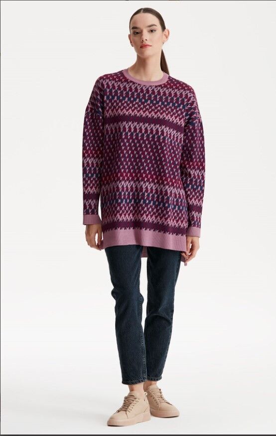 21242 ETNİK DESENLİ JAKARLI TRİKO TUNİK QKS TUNİK 2142 #23-10#