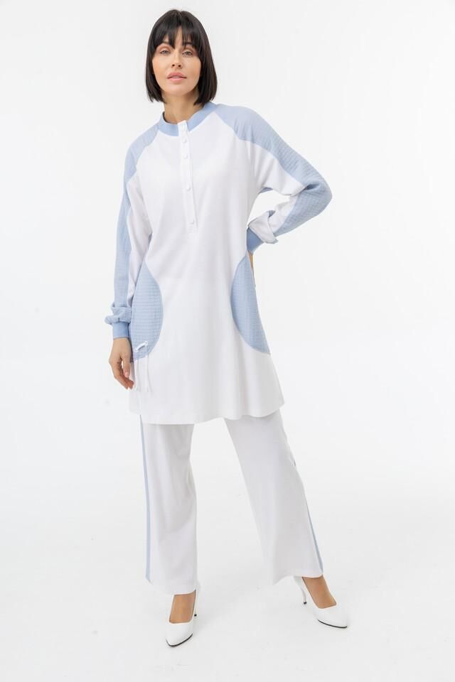 25108 ÖNÜ YARIM ÇITÇITLI CEPLERİ OMZU VE KOLLARI KAPİTONE DESENLİ SPOR TAKIM #02-25#