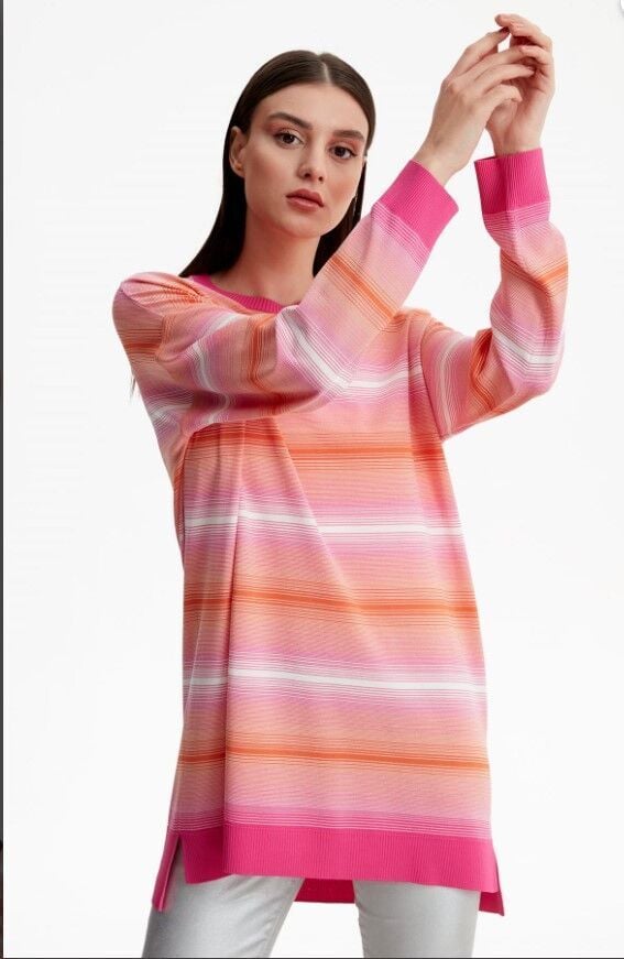 21463  ÇİZGİ GEÇİŞLİ RAYON TUNİK QKS TUNİK 21463  #23-10 3