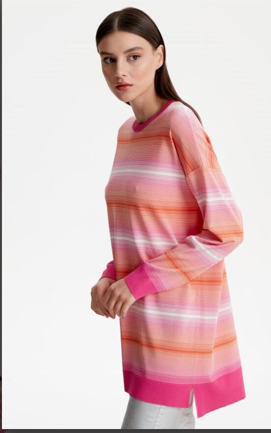 21463  ÇİZGİ GEÇİŞLİ RAYON TUNİK QKS TUNİK 21463  #23-10 3