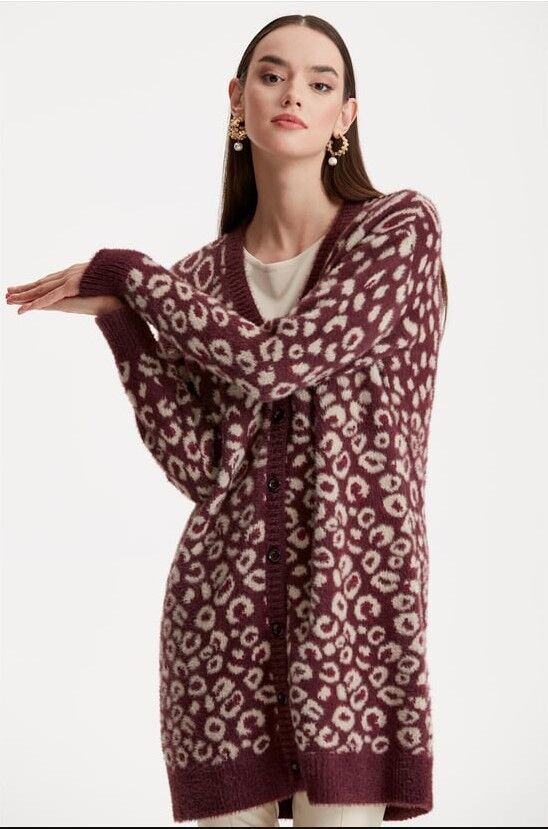 21264 LEOPAR DESENLİ MİNK TRİKO HIRRKA QKS HIRKA 21264 #23-123 1 - MÜRDÜM