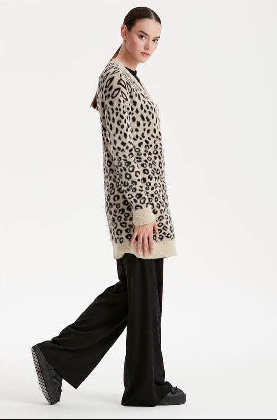 21264 LEOPAR DESENLİ MİNK TRİKO HIRRKA QKS HIRKA 21264 #23-123 2 - MÜRDÜM