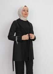 1036 GÖĞÜS TAŞ İŞLEMELİ BELİ KUŞAKLI İÇİ SIFIR KOL 3 LÜ SPOR TAKIM QYS TAKIM #24-07#