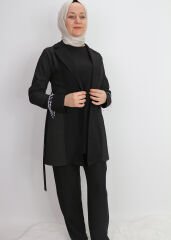 1036 GÖĞÜS TAŞ İŞLEMELİ BELİ KUŞAKLI İÇİ SIFIR KOL 3 LÜ SPOR TAKIM QYS TAKIM #24-07#