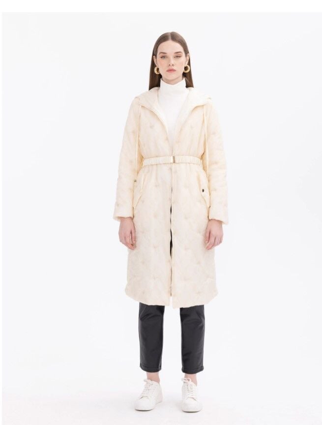 1020 NAKIŞ DETAYLI KAPÜŞONLU MİDİ BOY ANORAK KABAN ANAROK KABAN 11231305601020 QKS KABAN #23-10#