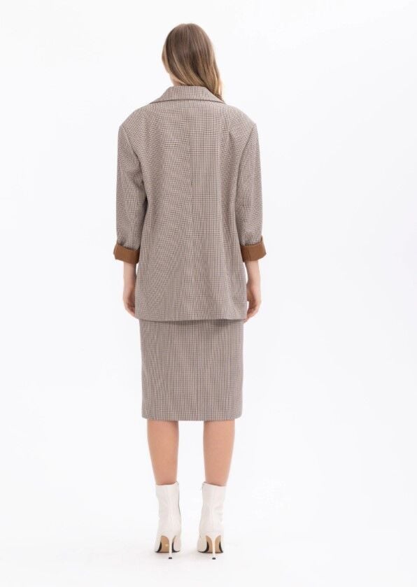 1022 EKOSE DESENLİ ÇİFT CEPLİ ASTARLI BLAZER CEKET BLAZER CEKET  10231205401022 QKS BLZEER CEKET 1022 #23-10#