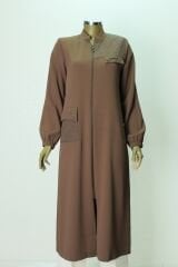 5006 ÖNÜ FERMUARLI OMZU VE CEBİ TAŞ DETAYLI KOL UCU LASTİKLİ HAKİM YAKA KAP QYS KAP 5006 #G23-04#