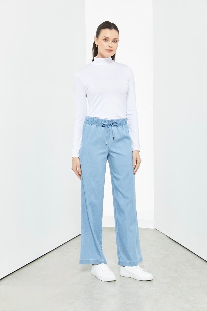 59085 BELİ LASTİKLİ İPLİ KOT TANSEL PANTOLON #03-25#