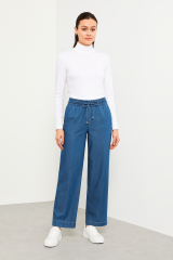 59085 BELİ LASTİKLİ İPLİ KOT TANSEL PANTOLON #03-25#
