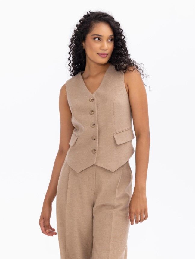 1016 V YAKALI DÜĞMELİ CEP KAPAKLI FLANEL YELEK YELEK  10231205401016 YELEK QKS 1016 #23-103