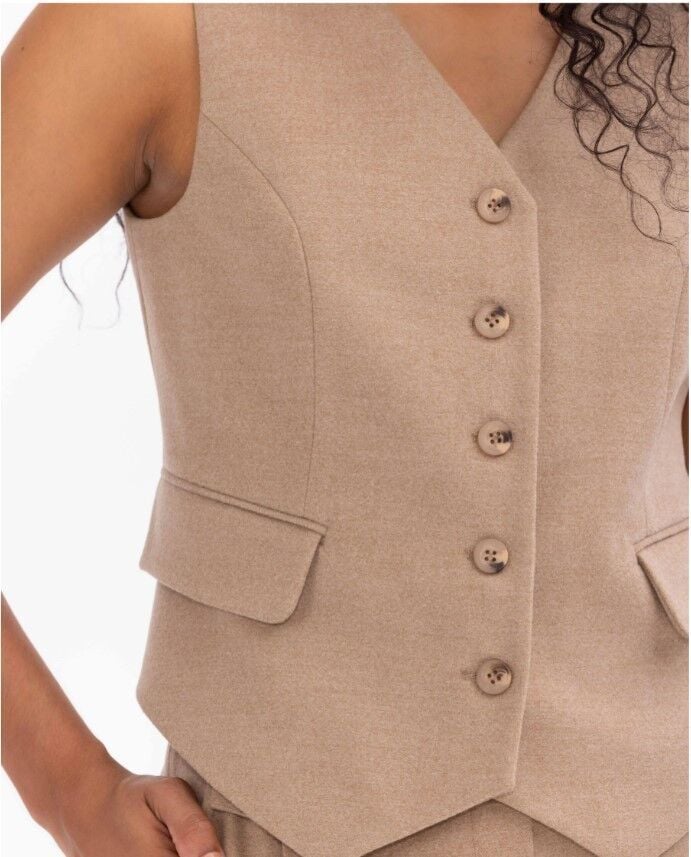 1016 V YAKALI DÜĞMELİ CEP KAPAKLI FLANEL YELEK YELEK  10231205401016 YELEK QKS 1016 #23-103