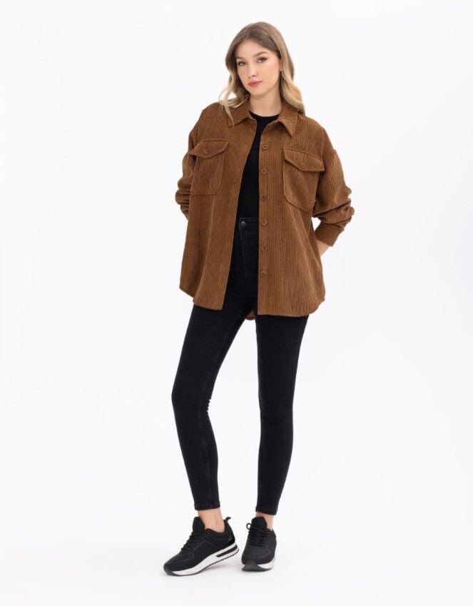 1029 CEPLİ FİTİLLİ KADİFE GÖMLEK GÜNLÜK GÖMLEK 10231302201029 QKS GÜNLÜK GÖMLEK #23-103