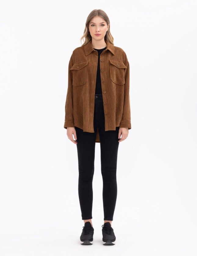 1029 CEPLİ FİTİLLİ KADİFE GÖMLEK GÜNLÜK GÖMLEK 10231302201029 QKS GÜNLÜK GÖMLEK #23-103