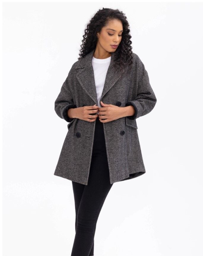 1004 BALIKSIRTI DESENLİ KRUVAZE YAKALI CEPLİ KABAN KLASİK KABAN 10231305001004 QKS KLASİK KABANA #23-10#