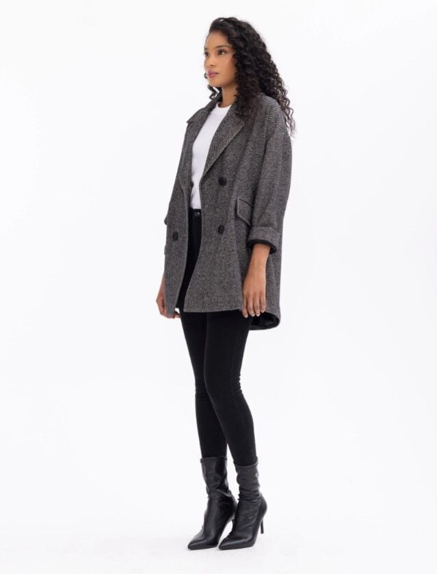 1004 BALIKSIRTI DESENLİ KRUVAZE YAKALI CEPLİ KABAN KLASİK KABAN 10231305001004 QKS KLASİK KABANA #23-10#