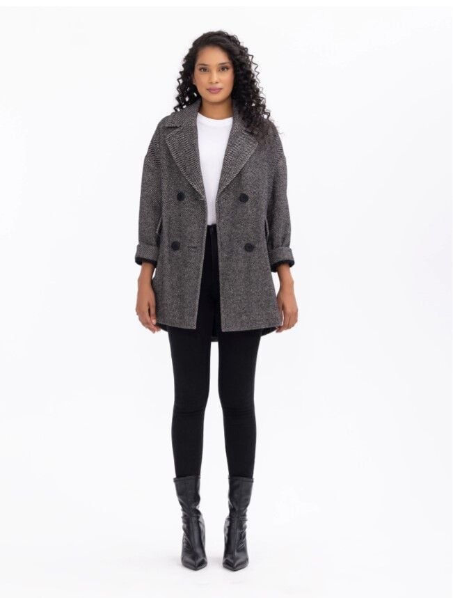 1004 BALIKSIRTI DESENLİ KRUVAZE YAKALI CEPLİ KABAN KLASİK KABAN 10231305001004 QKS KLASİK KABANA #23-10#