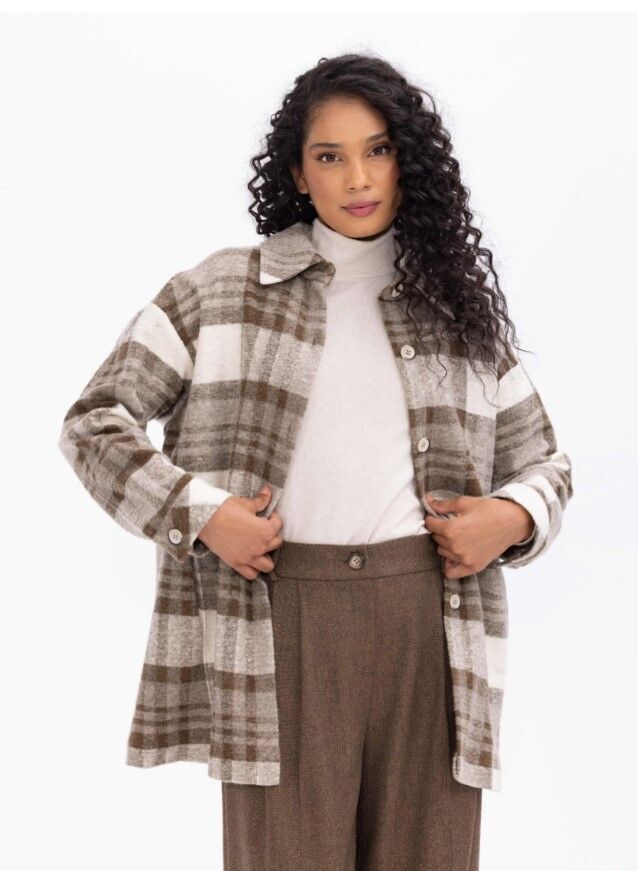 1019 EKOSE DESENLİ GÖMLEK KESİM OVERSİZE CEKET SPOR CEKET 10231205401019 QKS SPOR CEKET #23-103